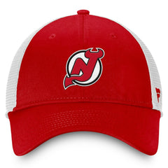 New Jersey Devils Fanatics Core Primary Logo Trucker Adjustable Hat Red/White