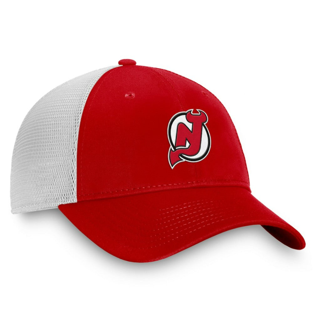 New Jersey Devils Fanatics Core Primary Logo Trucker Adjustable Hat Red/White