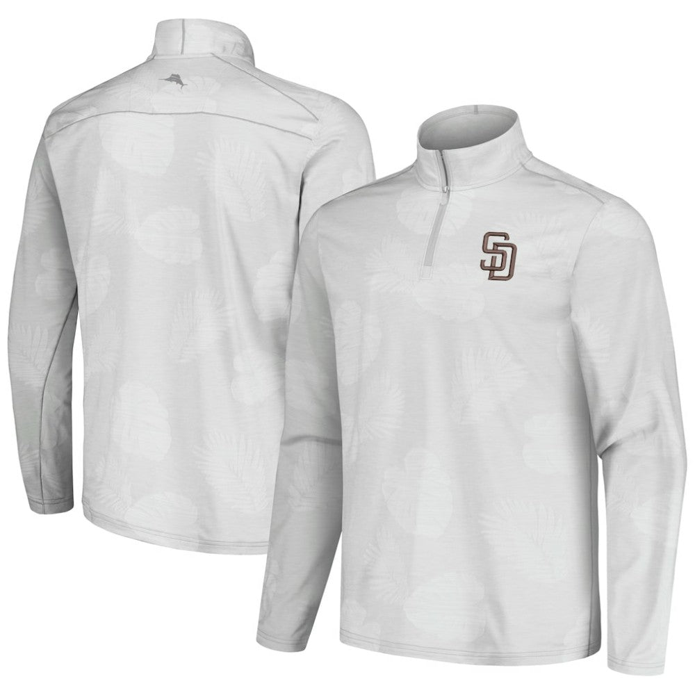 San Diego Padres Tommy Bahama Delray Frond IslandZone Half-Zip Jacket Gray