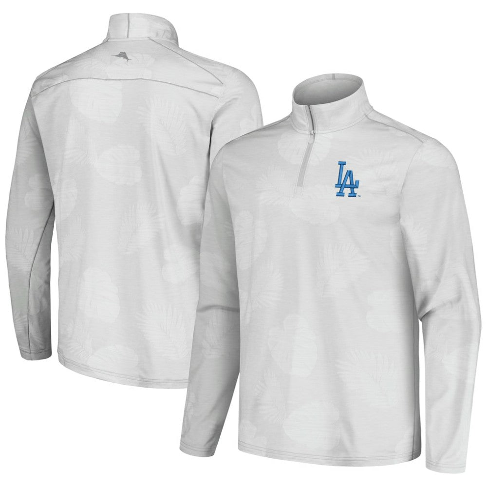 Los Angeles Dodgers Tommy Bahama Delray Frond IslandZone Half-Zip Jacket Gray