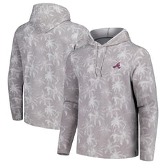 Atlanta Braves Tommy Bahama Palm Frenzy Hoodie Long Sleeve T-Shirt Gray