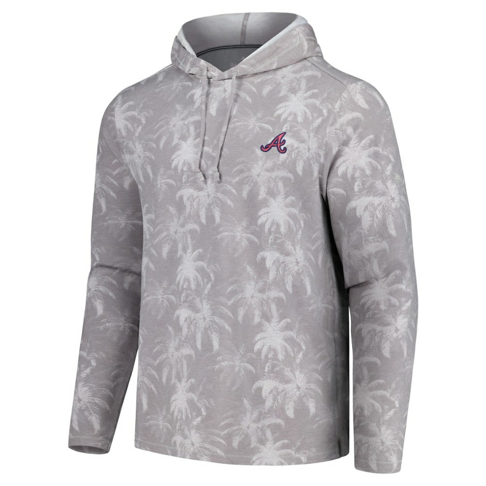 Atlanta Braves Tommy Bahama Palm Frenzy Hoodie Long Sleeve T-Shirt Gray