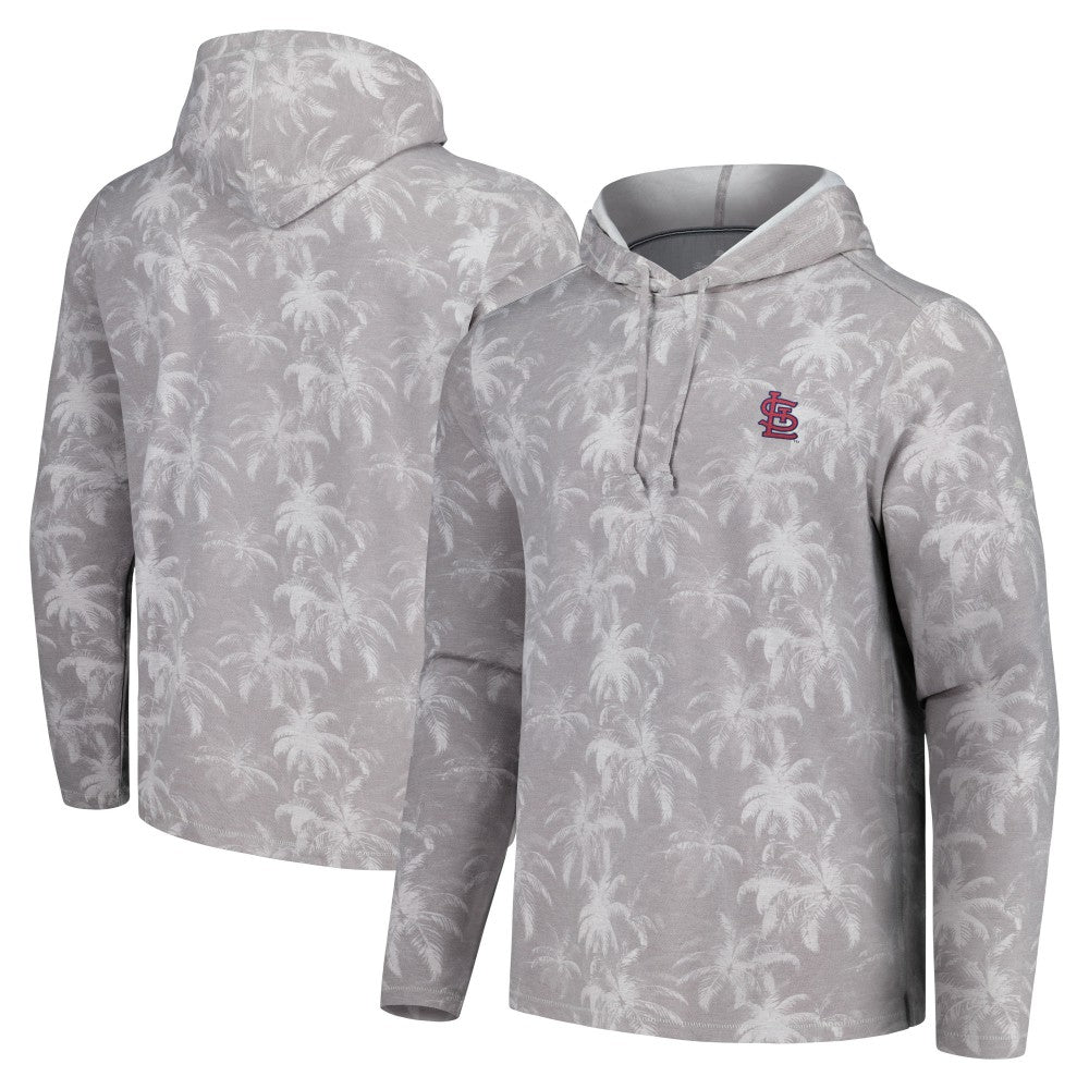 St. Louis Cardinals Tommy Bahama Palm Frenzy Hoodie Long Sleeve T-Shirt Gray