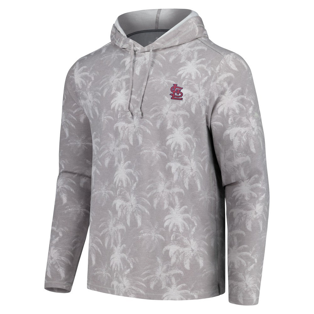 St. Louis Cardinals Tommy Bahama Palm Frenzy Hoodie Long Sleeve T-Shirt Gray
