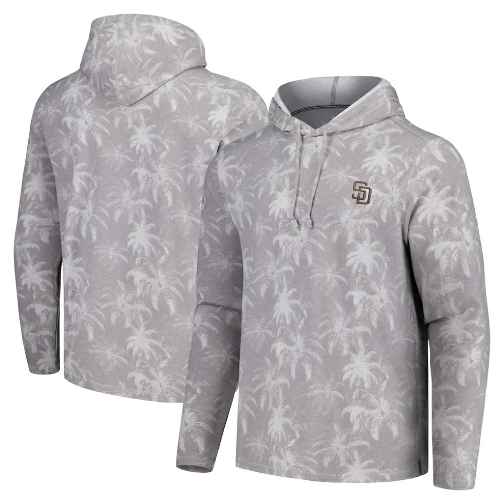 San Diego Padres Tommy Bahama Palm Frenzy Hoodie Long Sleeve T-Shirt Gray