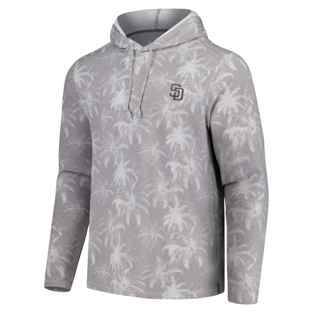 San Diego Padres Tommy Bahama Palm Frenzy Hoodie Long Sleeve T-Shirt Gray