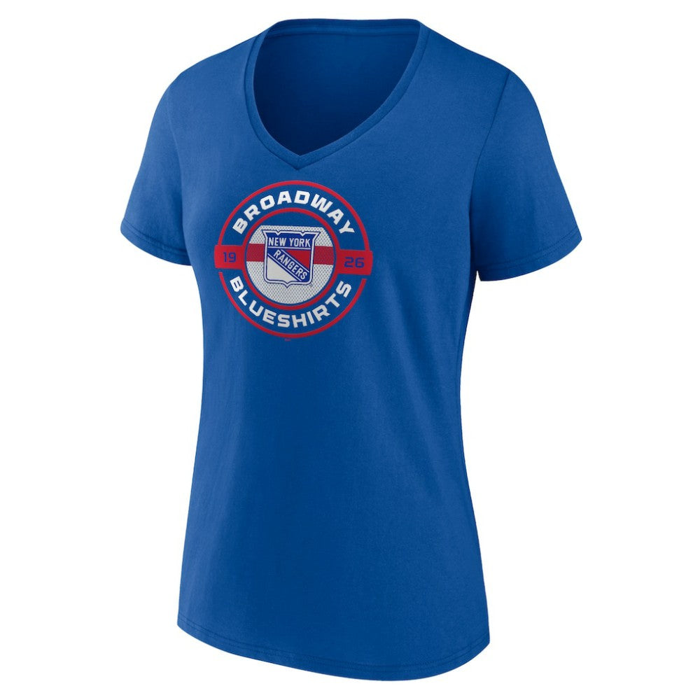 New York Rangers Fanatics Women's Local A V-Neck T-Shirt Blue