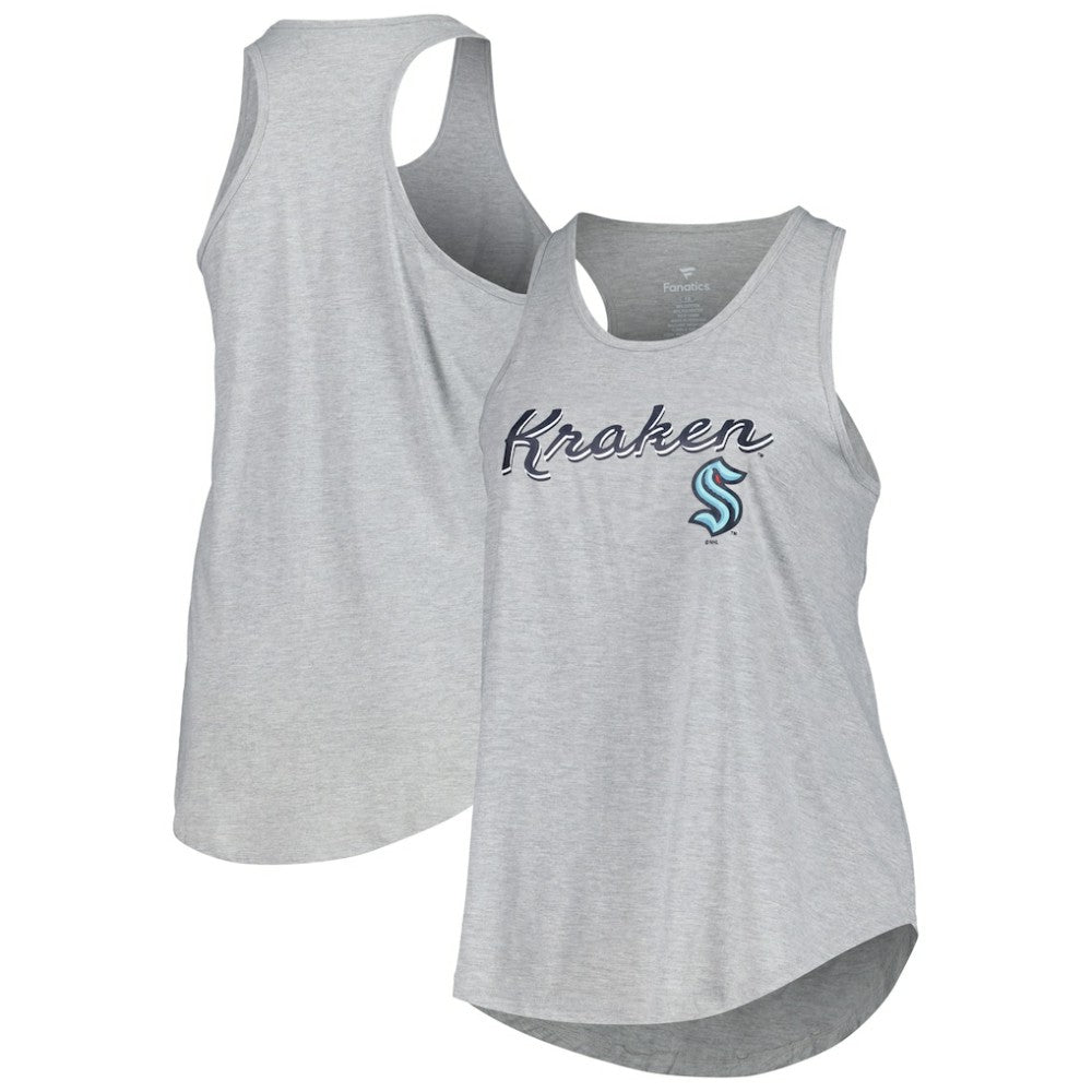 Seattle Kraken Fanatics Women's Plus Size Racerback Tank Top Heather Gray