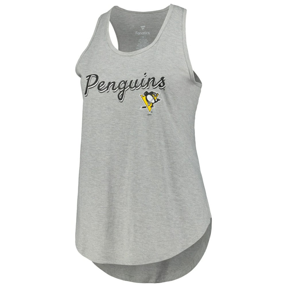 Pittsburgh Penguins Fanatics Women's Plus Size Racerback Tank Top Heather Gray