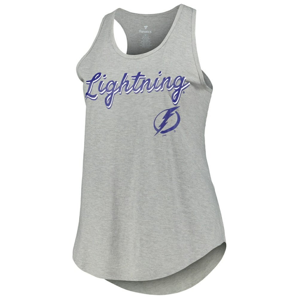 Tampa Bay Lightning Fanatics Women's Plus Size Racerback Tank Top Heather Gray