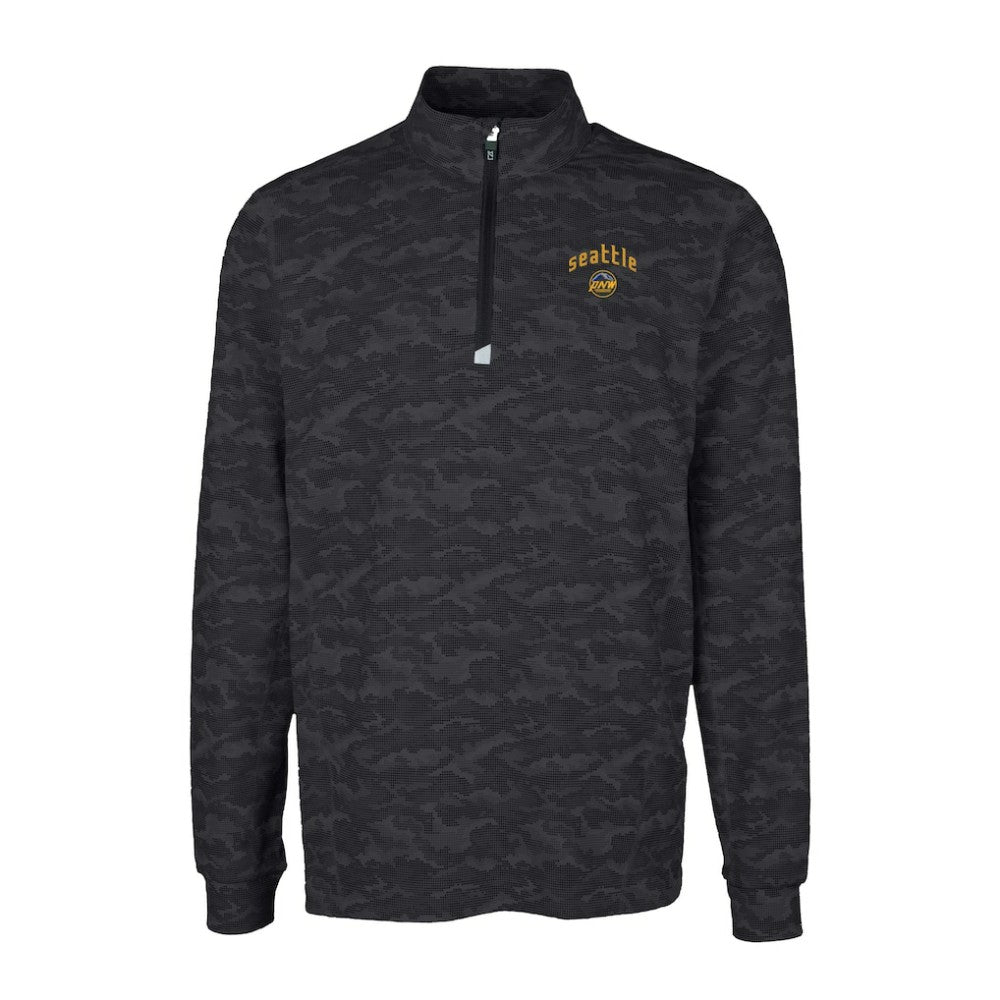 Seattle Mariners Cutter & Buck City Connect Big & Tall Traverse Camo Print Stretch Quarter-Zip Pullover Top Black