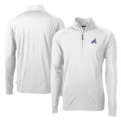 Atlanta Braves Cutter & Buck City Connect Adapt Eco Knit Stretch Recycled Quarter-Zip Pullover Top White