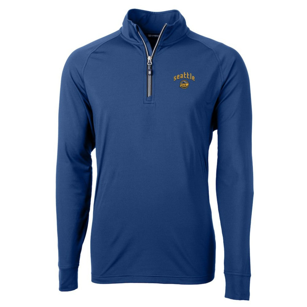 Seattle Mariners Cutter & Buck City Connect Adapt Eco Knit Stretch Recycled Quarter-Zip Pullover Top Blue