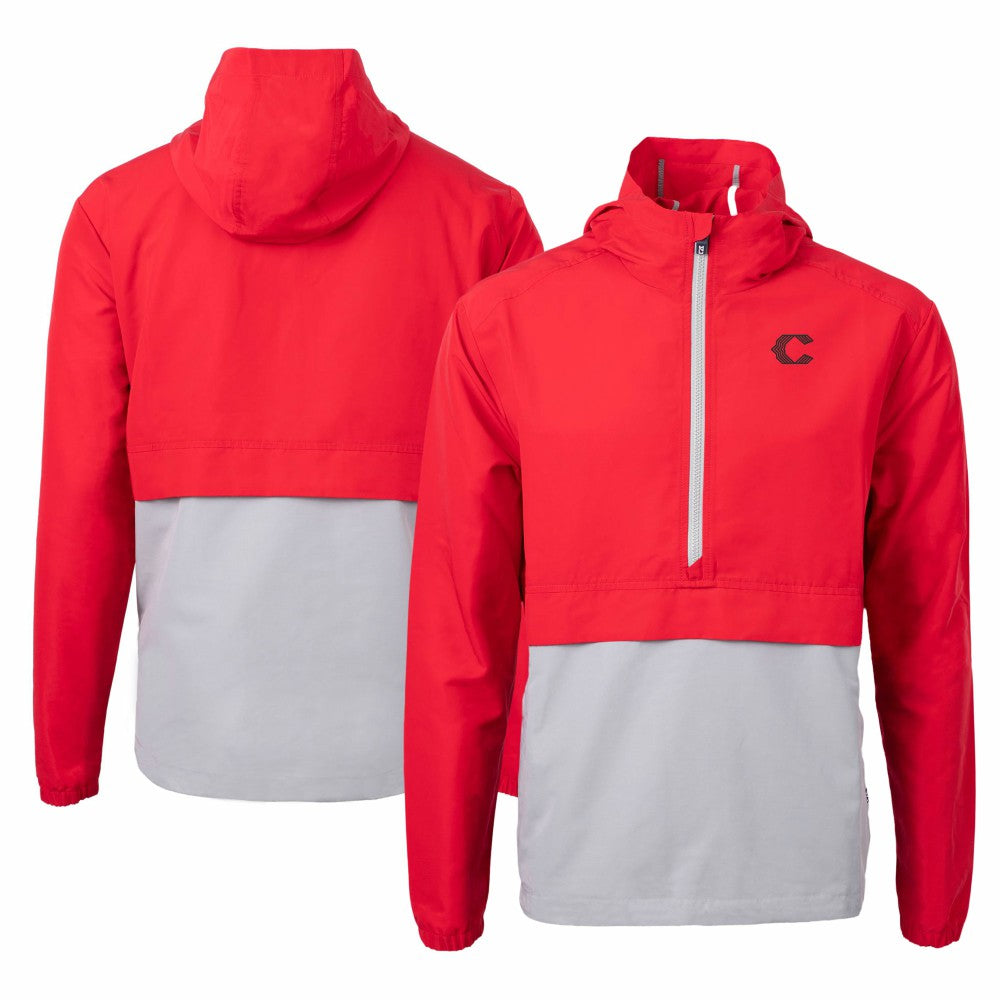 Cincinnati Reds Cutter & Buck City Connect Charter Eco Recycled Half-Zip Anorak Jacket Red/Gray