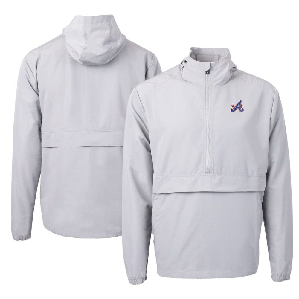 Atlanta Braves Cutter & Buck City Connect Charter Eco Recycled Half-Zip Anorak Jacket Gray