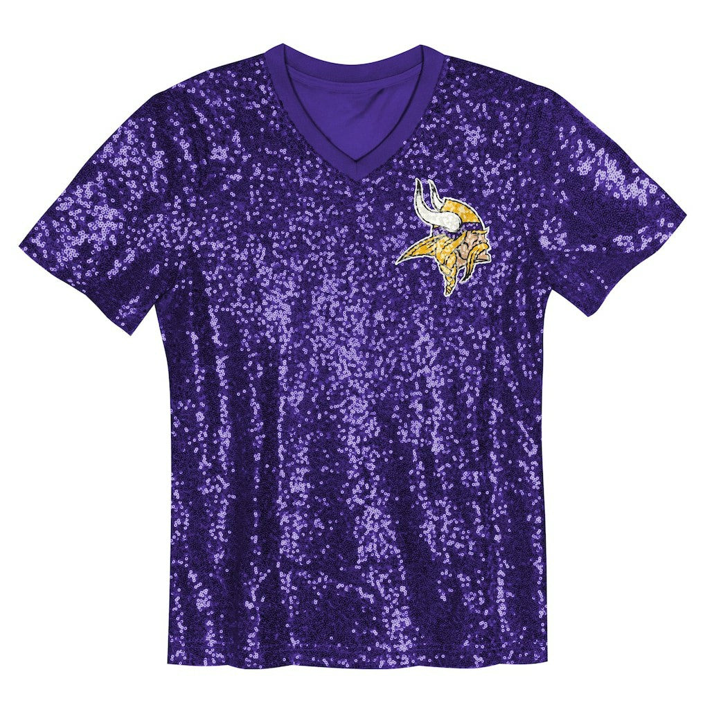 Justin Jefferson Minnesota Vikings Girls Youth Sequin V-Neck Fashion Jersey - Purple discount
