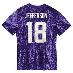 Justin Jefferson Minnesota Vikings Girls Youth Sequin V-Neck Fashion Jersey - Purple discount