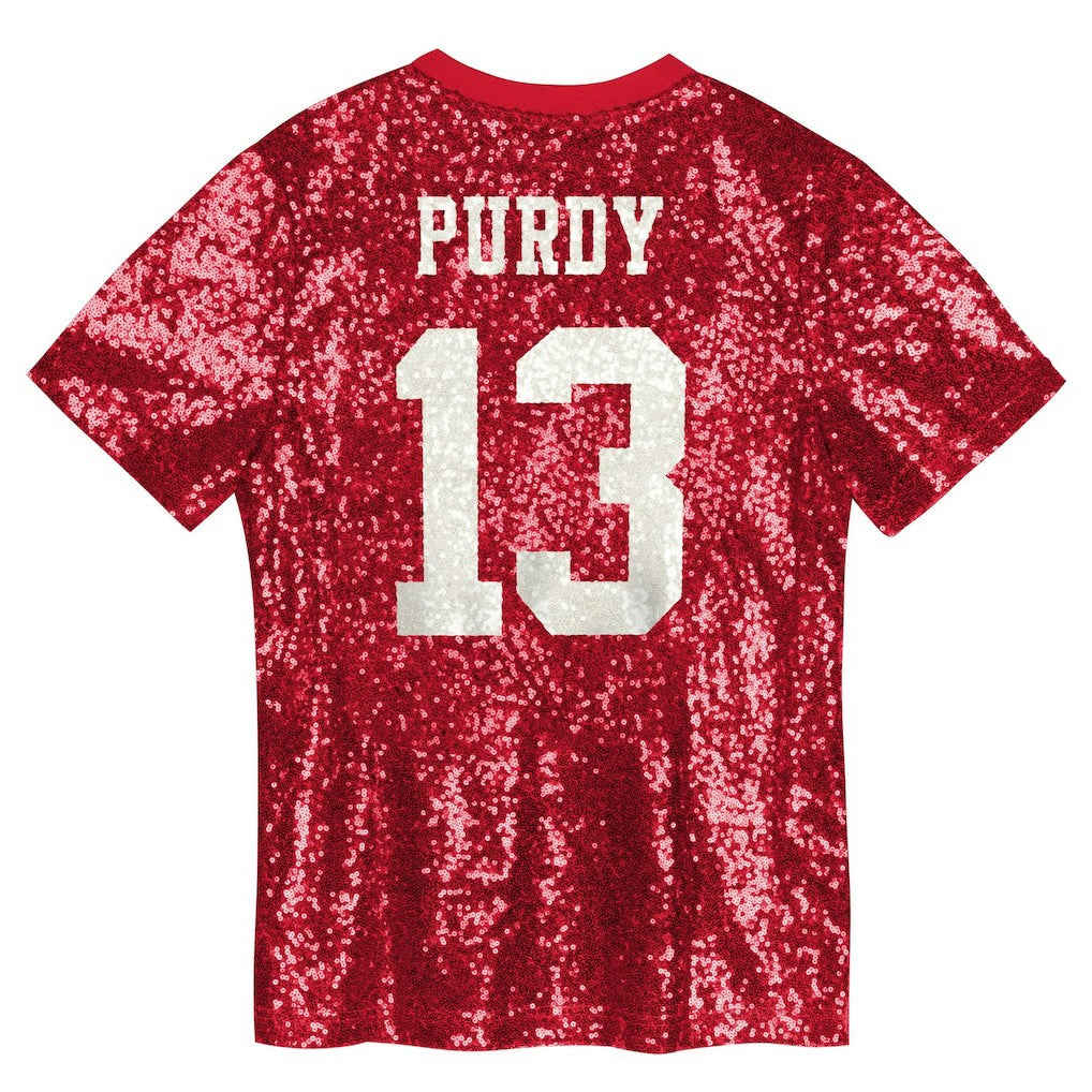 Brock Purdy San Francisco 49ers Girls Youth Sequin V-Neck Fashion Jersey - Scarlet discount