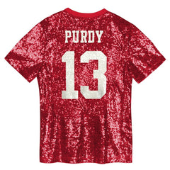 Brock Purdy San Francisco 49ers Girls Youth Sequin V-Neck Fashion Jersey - Scarlet discount