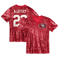 Christian McCaffrey San Francisco 49ers Girls Youth Sequin V-Neck Fashion Jersey - Scarlet cheap