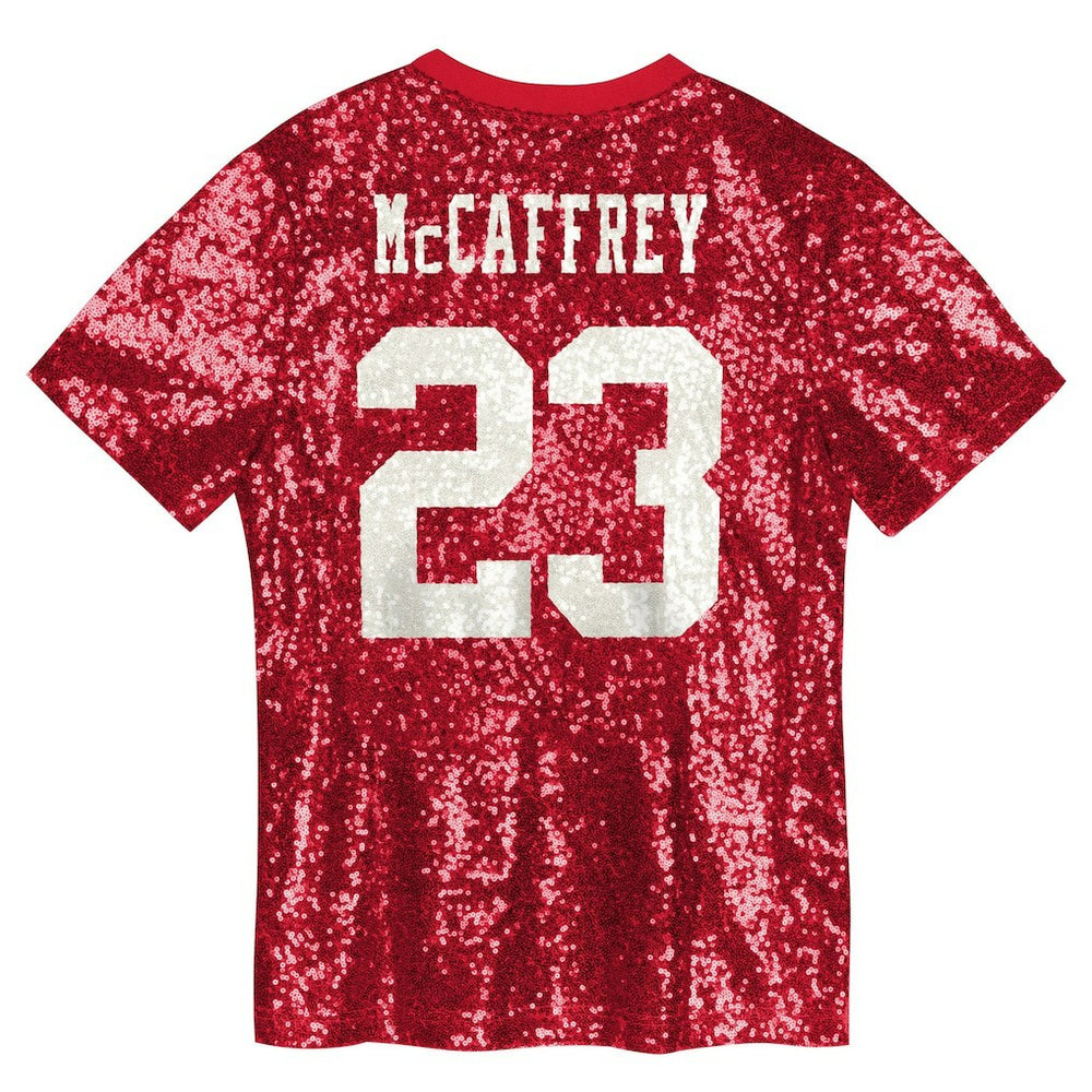 Christian McCaffrey San Francisco 49ers Girls Youth Sequin V-Neck Fashion Jersey - Scarlet cheap