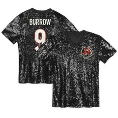 Joe Burrow Cincinnati Bengals Girls Youth Sequin V-Neck Fashion Jersey - Black sale