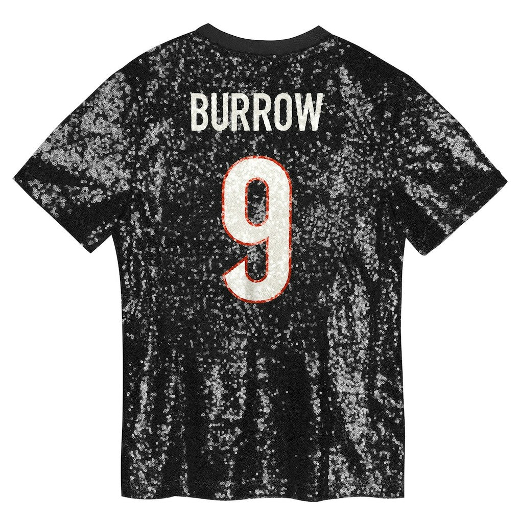 Joe Burrow Cincinnati Bengals Girls Youth Sequin V-Neck Fashion Jersey - Black sale