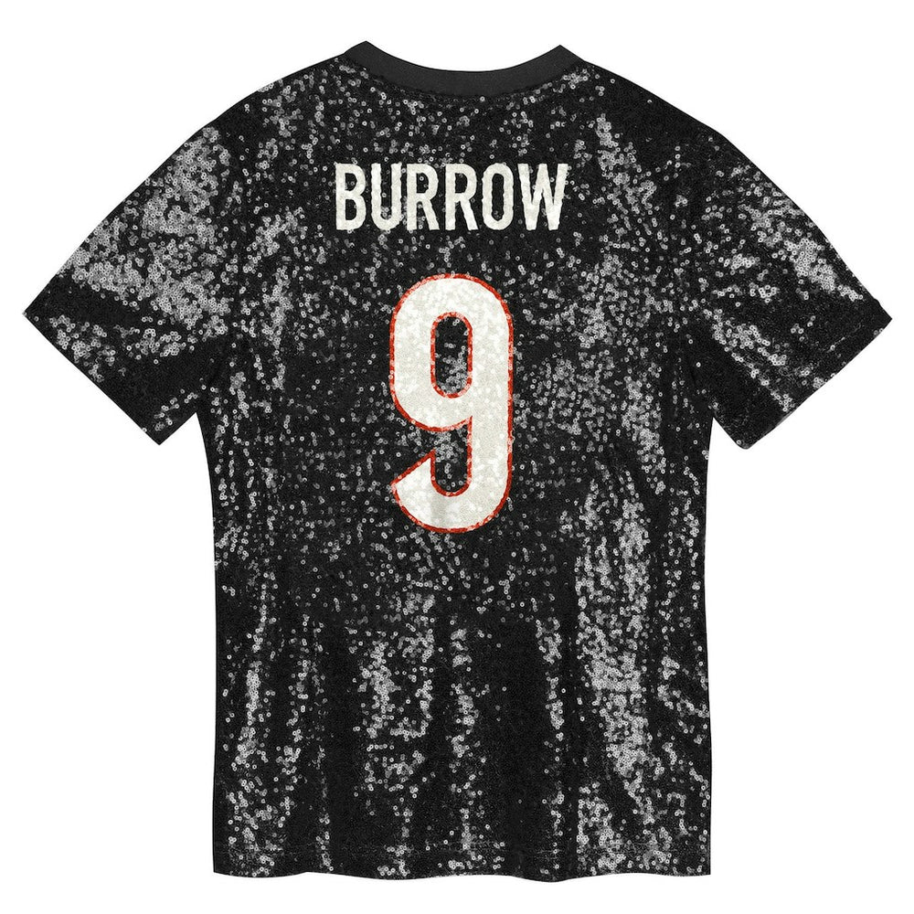 Joe Burrow Cincinnati Bengals Girls Youth Sequin V-Neck Fashion Jersey - Black sale