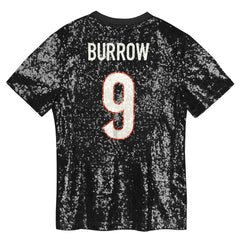 Joe Burrow Cincinnati Bengals Girls Youth Sequin V-Neck Fashion Jersey - Black sale