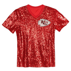 Travis Kelce Kansas City Chiefs Girls Youth Sequin V-Neck Fashion Jersey - Red outlet