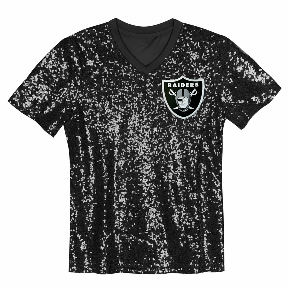 Maxx Crosby Las Vegas Raiders Girls Youth Sequin V-Neck Fashion Jersey - Black cheap
