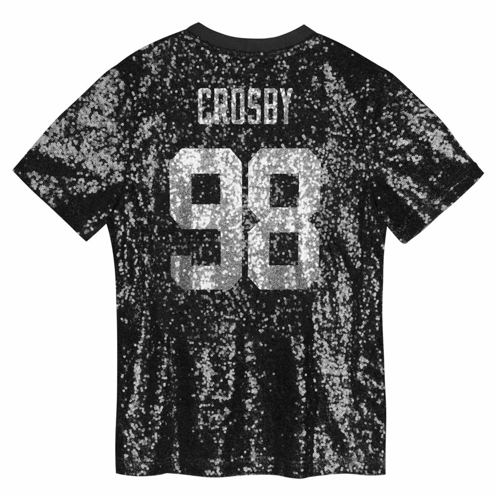 Maxx Crosby Las Vegas Raiders Girls Youth Sequin V-Neck Fashion Jersey - Black cheap
