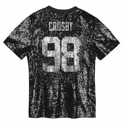 Maxx Crosby Las Vegas Raiders Girls Youth Sequin V-Neck Fashion Jersey - Black cheap