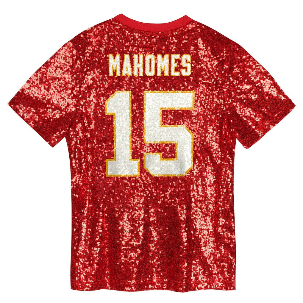 Patrick Mahomes Kansas City Chiefs Girls Youth Sequin V-Neck Fashion Jersey - Red discount