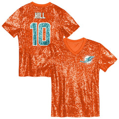 Tyreek Hill Miami Dolphins Girls Youth Sequin V-Neck Fashion Jersey - Orange sale