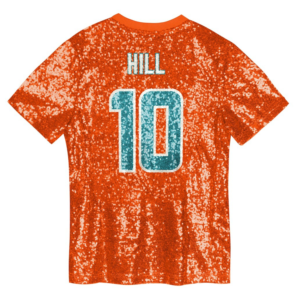 Tyreek Hill Miami Dolphins Girls Youth Sequin V-Neck Fashion Jersey - Orange sale