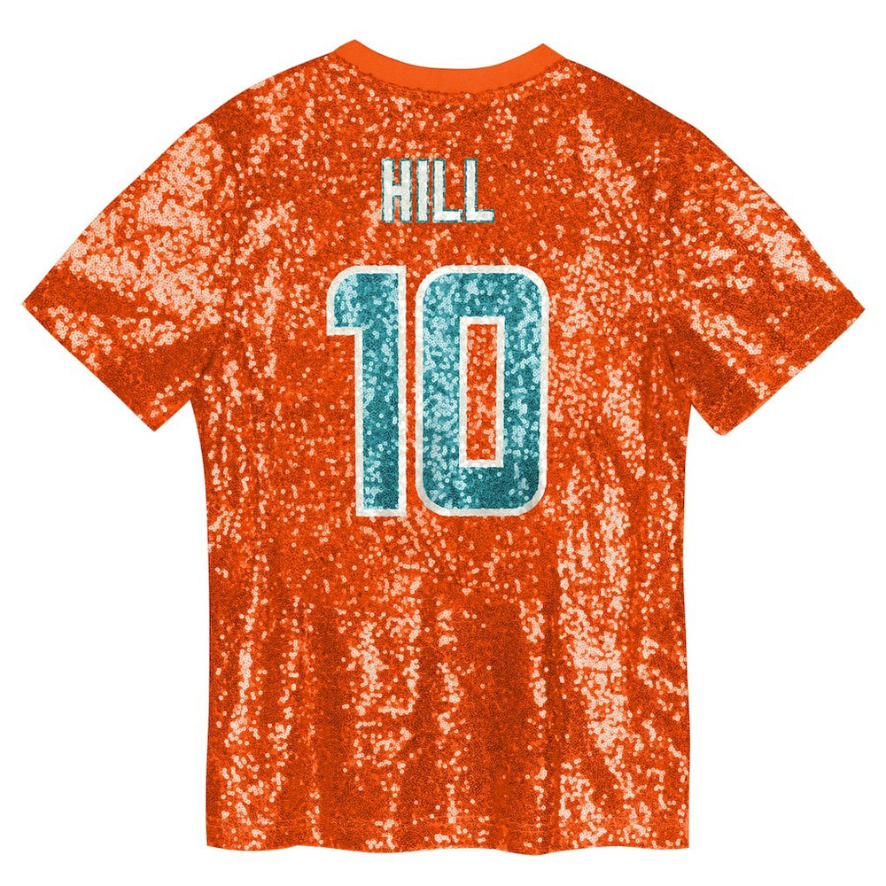 Tyreek Hill Miami Dolphins Girls Youth Sequin V-Neck Fashion Jersey - Orange sale