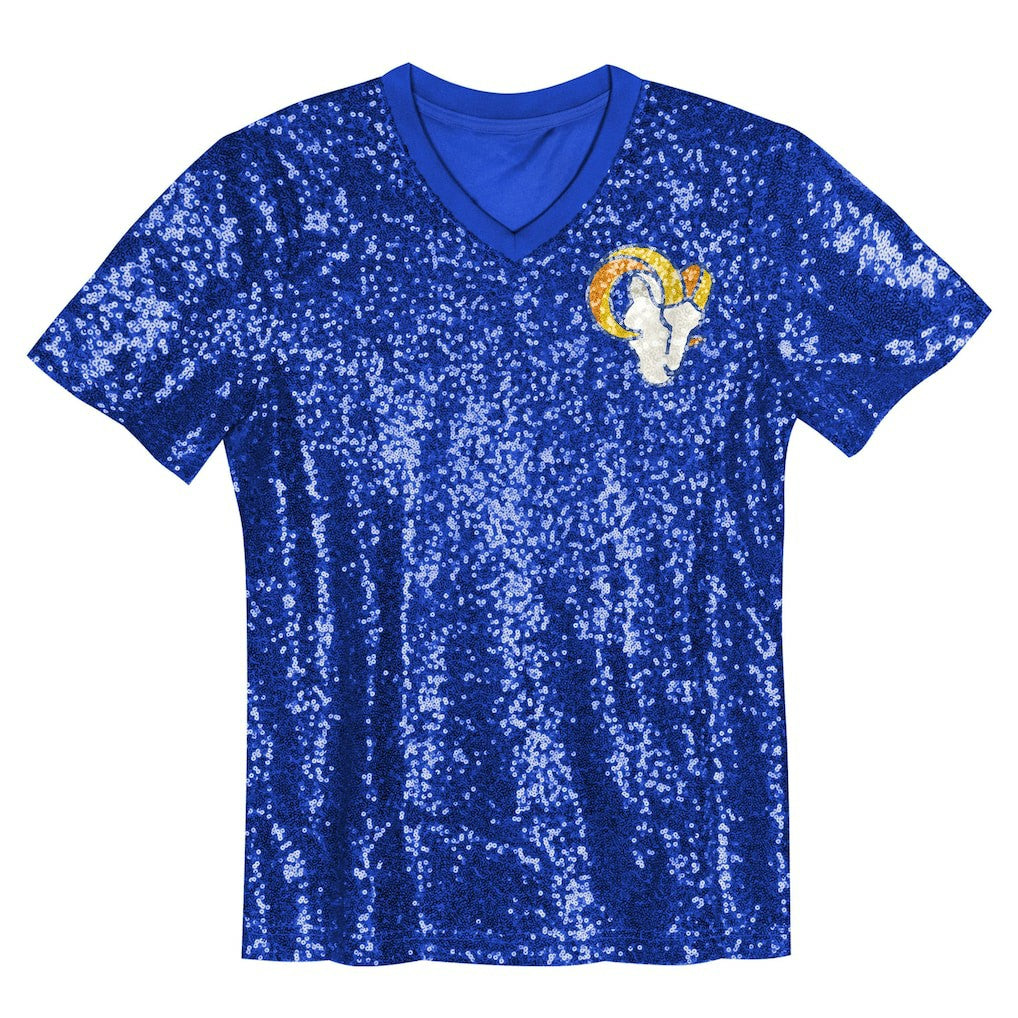 Puka Nacua Los Angeles Rams Girls Youth Sequin V-Neck Fashion Jersey - Royal sale