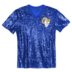 Puka Nacua Los Angeles Rams Girls Youth Sequin V-Neck Fashion Jersey - Royal sale