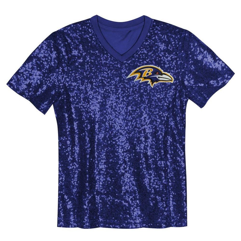 Lamar Jackson Baltimore Ravens Girls Youth Sequin V-Neck Fashion Jersey - Purple on sale