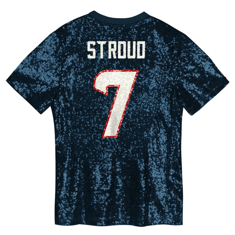 C.J. Stroud Houston Texans Girls Youth Sequin V-Neck Fashion Jersey - Navy online