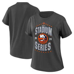 New York Islanders WEAR by Erin Andrews Women's 2024 NHL Stadium Series Boyfriend T-Shirt Charcoal