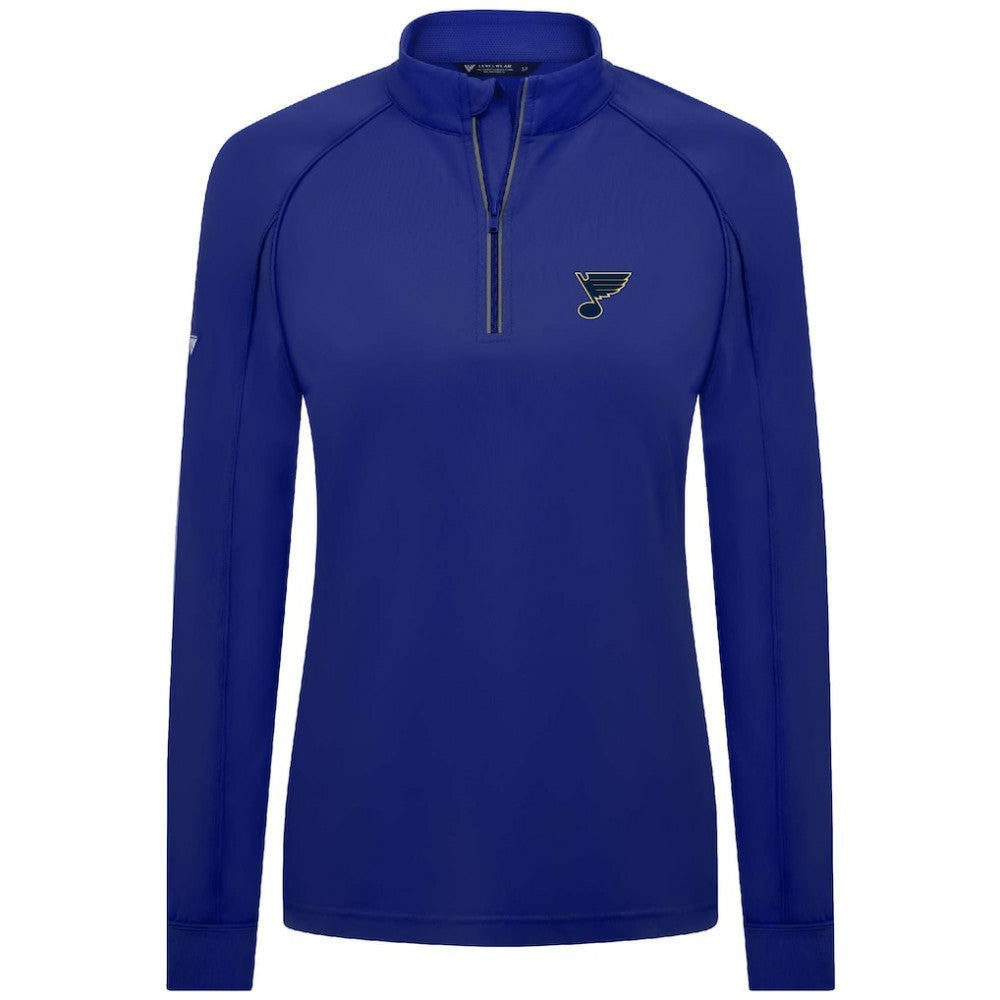 St. Louis Blues Levelwear Women's Kinetic Insignia Core Quarter-Zip Pullover Top Blue