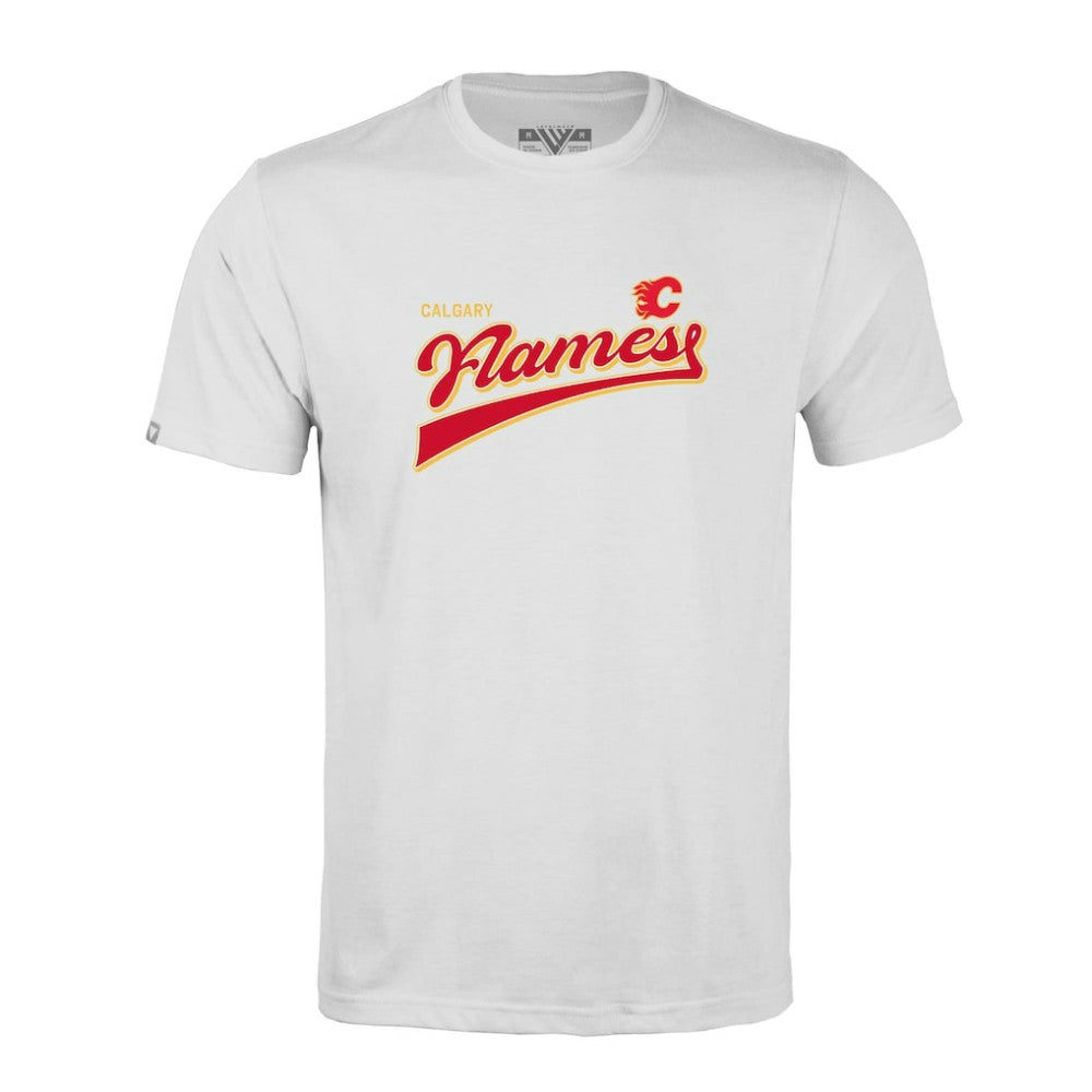 Calgary Flames Levelwear Richmond Retro Script T-Shirt White