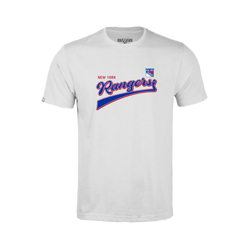 New York Rangers Levelwear Youth Little Richmond Retro Script T-Shirt White