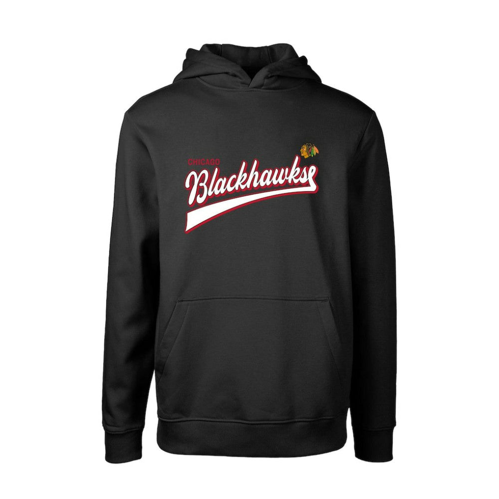 Chicago Blackhawks Levelwear Youth Podium Retro Script Fleece Pullover Hoodie Black