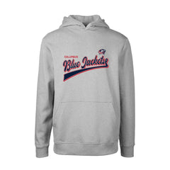 Columbus Blue Jackets Levelwear Youth Podium Retro Script Fleece Pullover Hoodie Gray