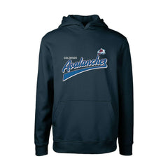 Colorado Avalanche Levelwear Youth Podium Retro Script Fleece Pullover Hoodie Navy