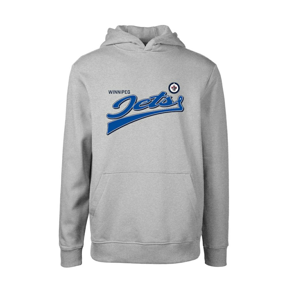 Winnipeg Jets Levelwear Youth Podium Retro Script Fleece Pullover Hoodie Gray