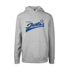 Winnipeg Jets Levelwear Youth Podium Retro Script Fleece Pullover Hoodie Gray